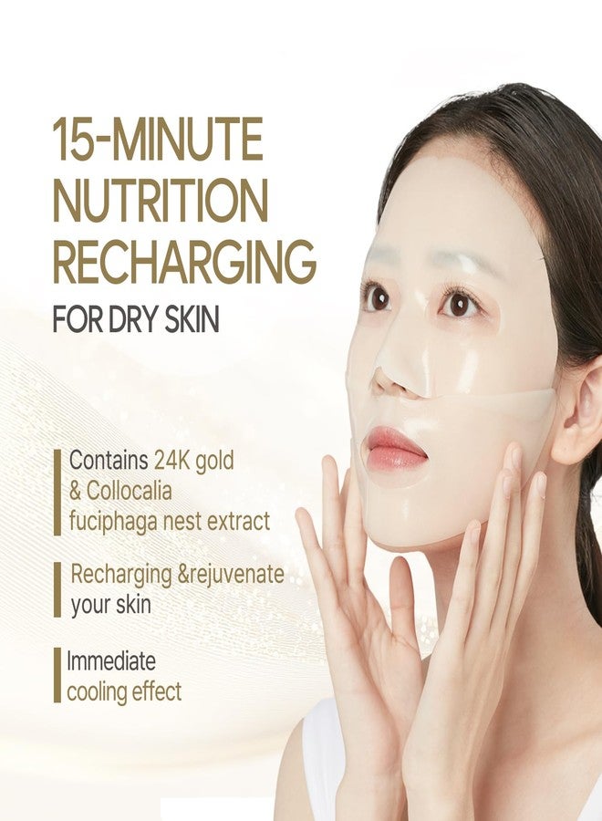 Petitfee Gold Hydrogel Mask Pack 5ea - 24k Gold Face Mask for Moisturizing, Glow Skin, Hydrating, Skin Elasticity, Youthful Complexion, Ginseng, Collagen Facial Mask - Image 3